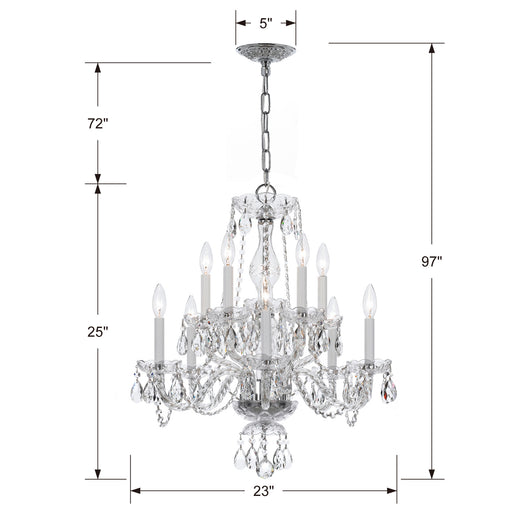 Crystorama - 5080-CH-CL-MWP - Ten Light Chandelier - Traditional Crystal - Polished Chrome