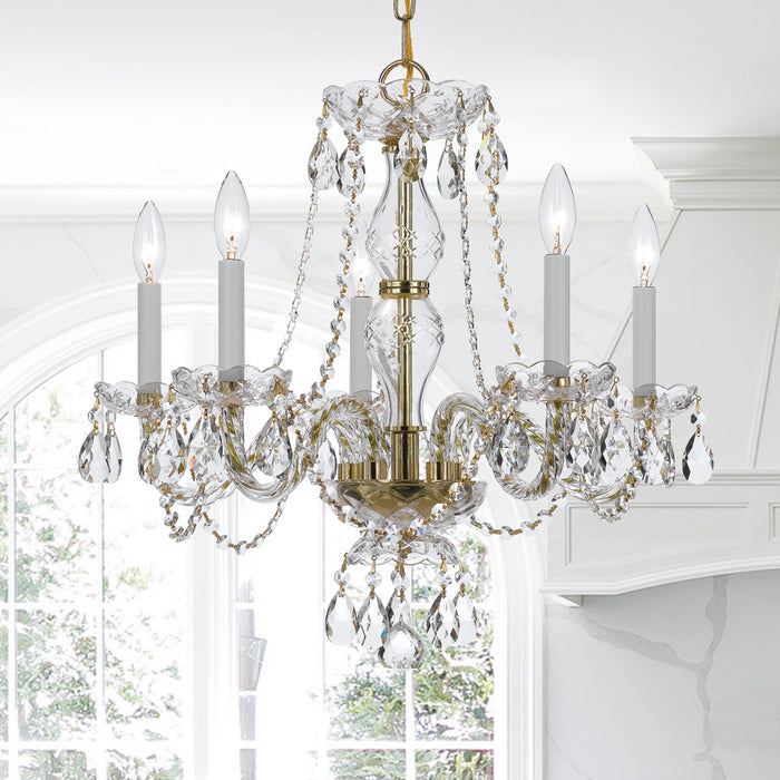 Crystorama - 5085-PB-CL-MWP - Five Light Chandelier - Traditional Crystal - Polished Brass