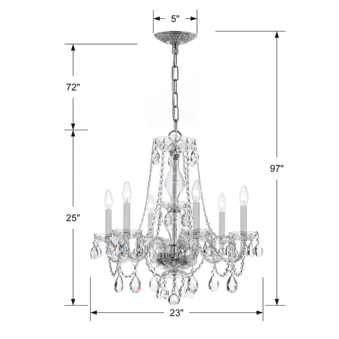 Crystorama - 5086-CH-CL-MWP - Six Light Chandelier - Traditional Crystal - Polished Chrome