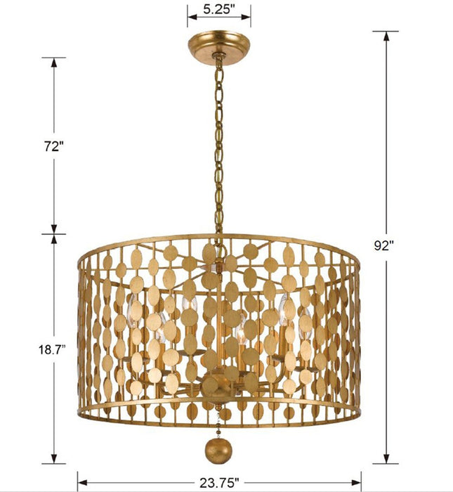 Crystorama - 546-GA - Six Light Chandelier - Layla - Antique Gold