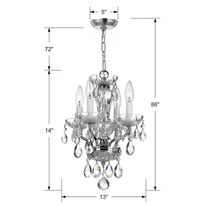 Crystorama - 5534-CH-CL-MWP - Four Light Mini Chandelier - Traditional Crystal - Polished Chrome