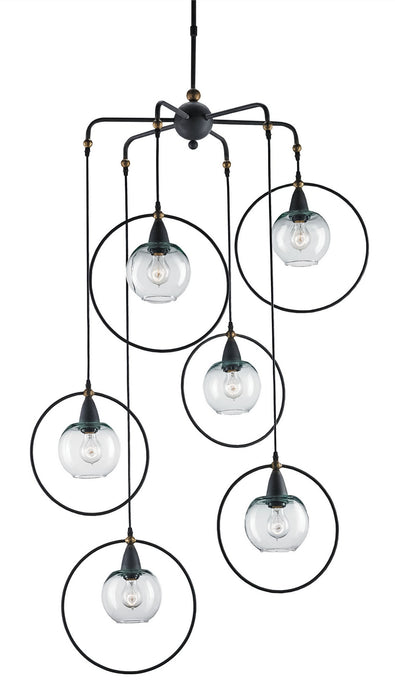 Currey and Company - 9869 - Six Light Pendant - Moorsgate - Blacksmith/Old Brass