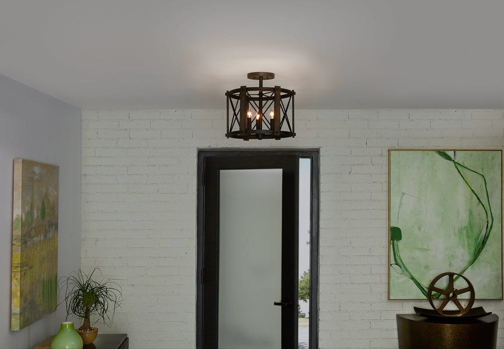 Quoizel - BRO1715MK - Three Light Semi-Flush Mount - Baron - Marcado Black