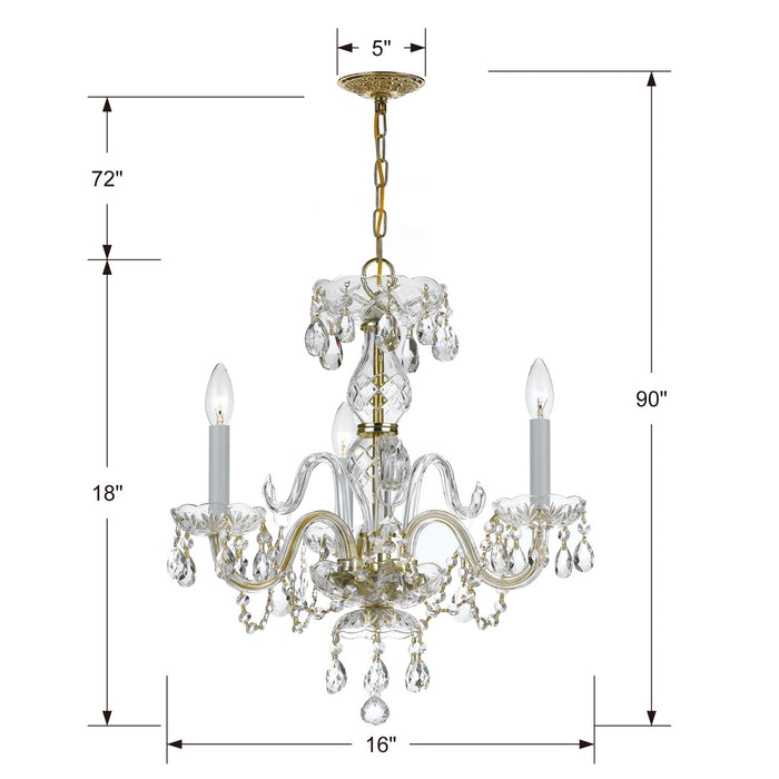 Crystorama - 5044-PB-CL-MWP - Three Light Mini Chandelier - Traditional Crystal - Polished Brass