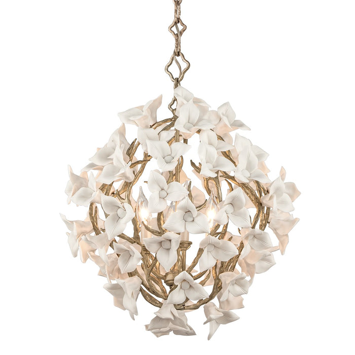 Corbett Lighting - 211-44-SGL - Four Light Chandelier - Lily - Enchanted Silver Leaf