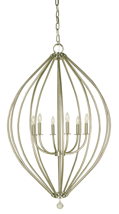 Framburg - 4346 BN - Six Light Foyer Chandelier - Dewdrop - Brushed Nickel