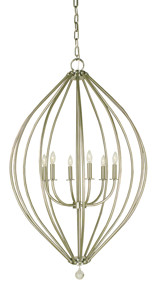 Framburg - 4346 BN - Six Light Foyer Chandelier - Dewdrop - Brushed Nickel