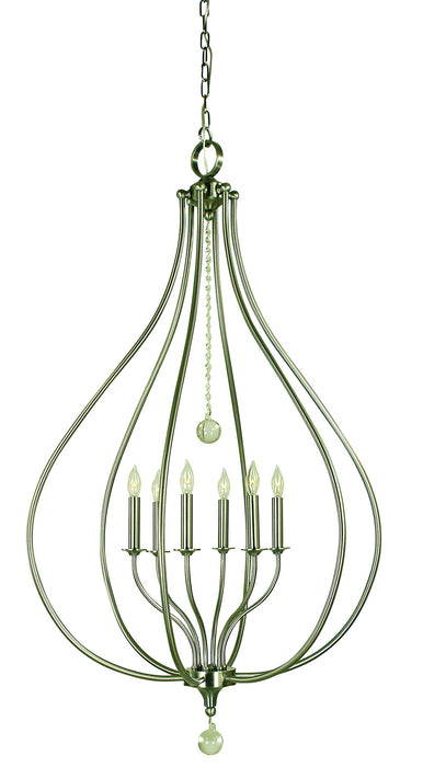 Framburg - 4446 BN - Six Light Pendant - Dewdrop - Brushed Nickel