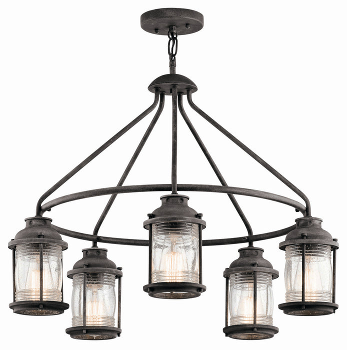 Kichler - 49667WZC - Five Light Outdoor Chandelier - Ashland Bay - Weathered Zinc