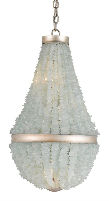 Currey and Company - 9966 - Three Light Chandelier - Platea - Contemporary Silver Leaf/Seaglass