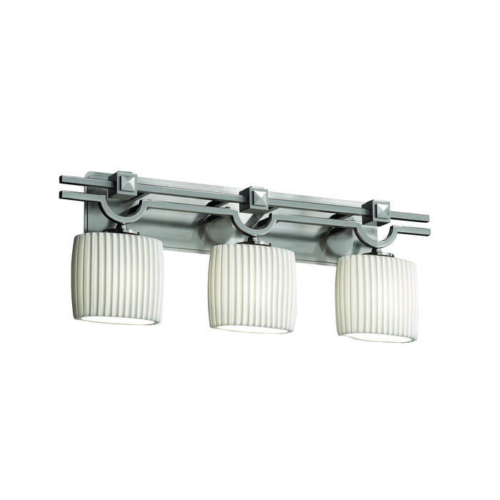 Justice Designs - POR-8503-30-PLET-NCKL - Three Light Bath Bar - Limoges - Brushed Nickel