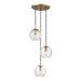 Hudson Valley - 2033-AGB-CL - Three Light Pendant - Rousseau - Aged Brass