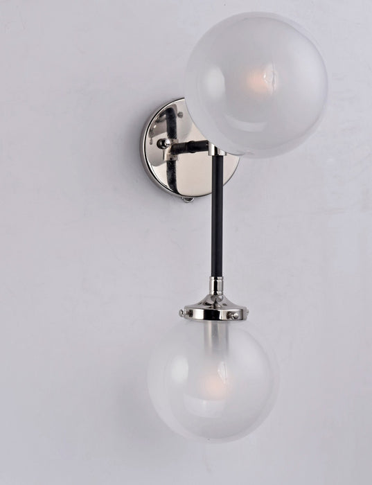 Maxim - 24722WTBKPN - Two Light Wall Sconce - Atom - Black / Polished Nickel