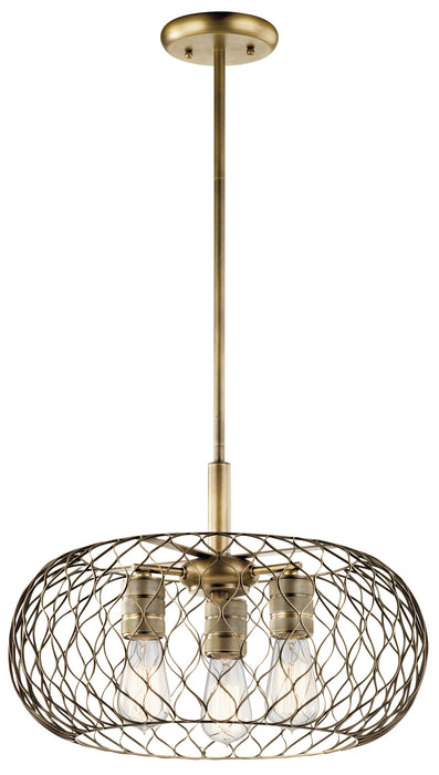 Kichler - 43958NBR - Three Light Pendant - Devin - Natural Brass