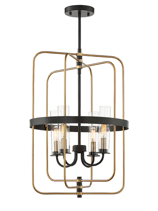 Savoy House - 3-8072-4-51 - Four Light Foyer Pendant - Kearney - Vintage Black with Warm Brass