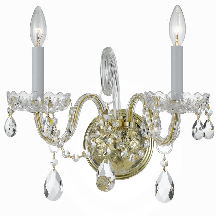 Crystorama - 1032-PB-CL-MWP - Two Light Wall Sconce - Traditional Crystal - Polished Brass