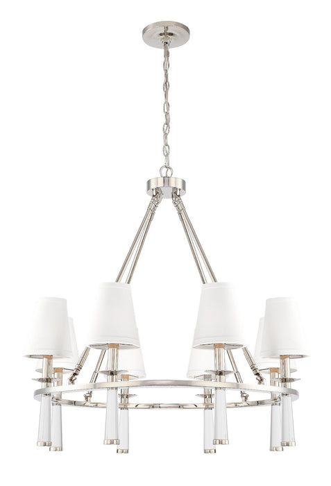 Crystorama - 8867-PN - Eight Light Chandelier - Baxter - Polished Nickel