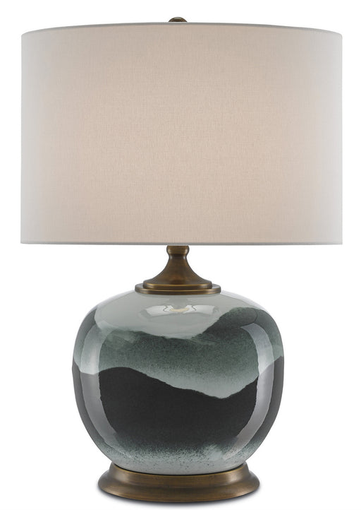 Currey and Company - 6000-0109 - One Light Table Lamp - Boreal - White/Green/Antique Brass