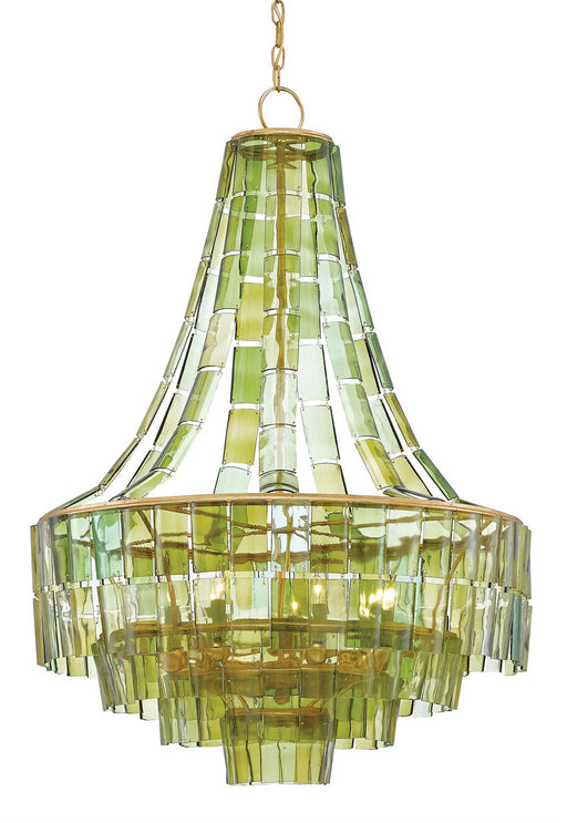 Currey and Company - 9000-0147 - Seven Light Chandelier - Vintner - Dark Contemporary Gold Leaf/Green