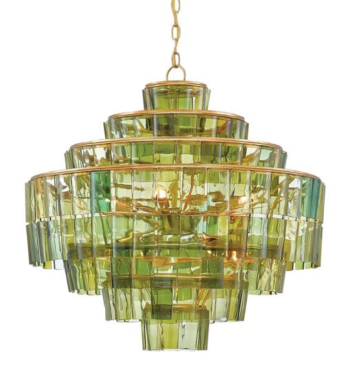 Currey and Company - 9000-0148 - Eight Light Chandelier - Sommelier - Dark Contemporary Gold Leaf/Green