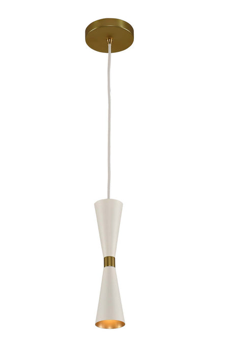 Kalco - 310410WVB - LED Mini Pendant - Milo - White and Vintage Brass