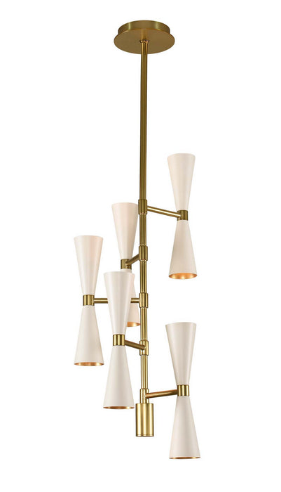 Kalco - 310472WVB - LED Chandelier - Milo - White and Vintage Brass