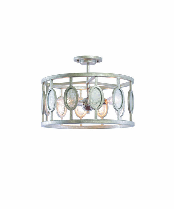 Kalco - 506141VSL - Three Light Semi Flush Mount - Palomar - Vintage Silver Leaf