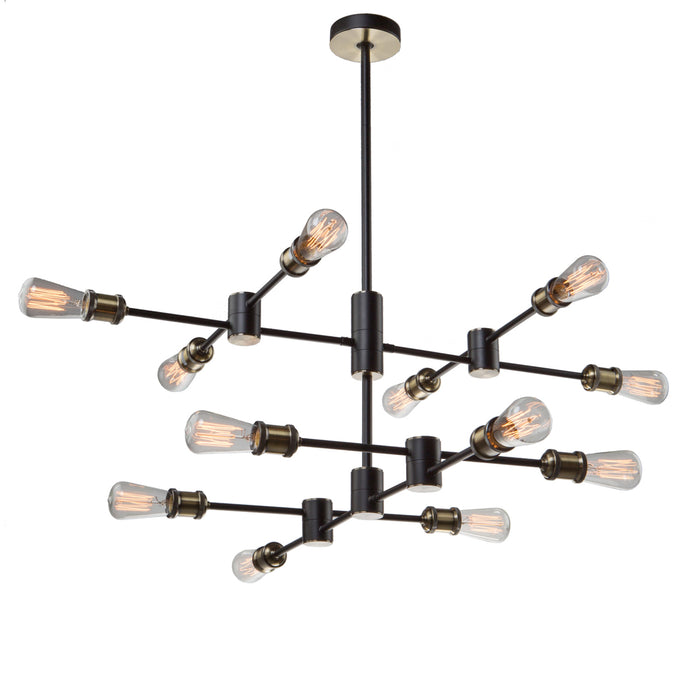 Artcraft - AC10782BK - 12 Light Chandelier - Tribeca - Matte Black & Satin Brass