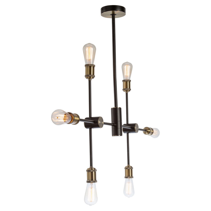 Artcraft - AC10786BK - Six Light Chandelier - Tribeca - Matte Black & Satin Brass