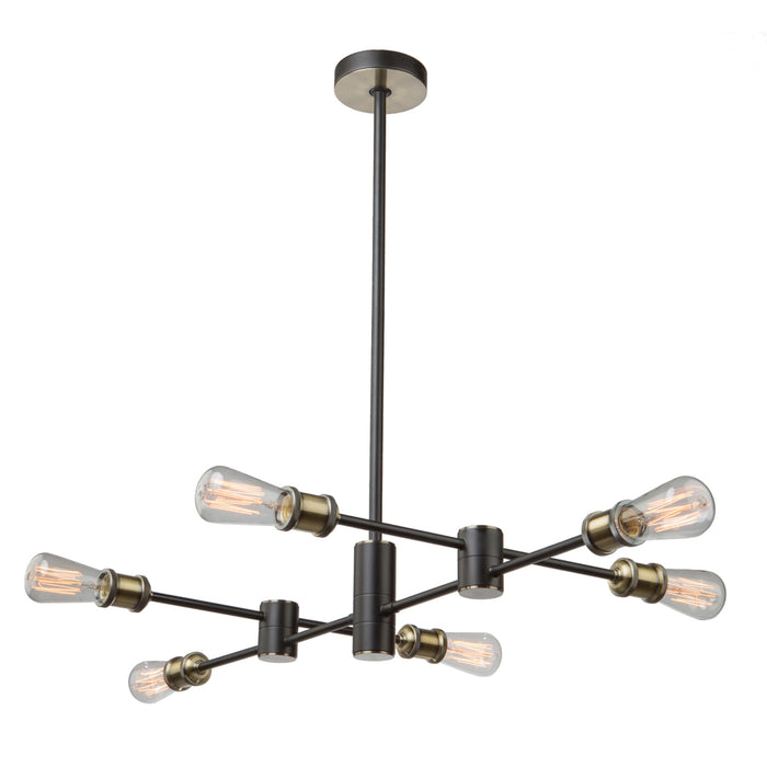 Artcraft - AC10786BK - Six Light Chandelier - Tribeca - Matte Black & Satin Brass