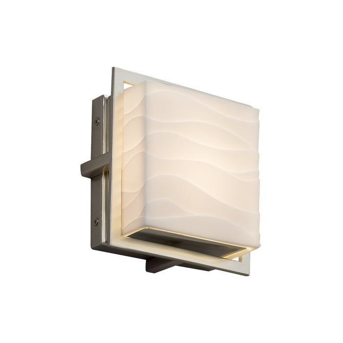 Justice Designs - PNA-7561W-WAVE-NCKL - LED Outdoor Wall Sconce - Porcelina - Brushed Nickel