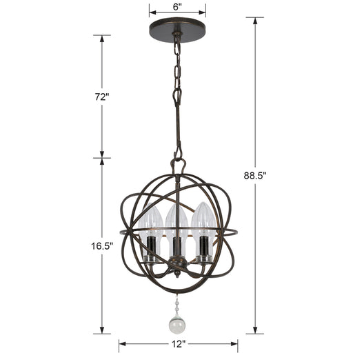 Crystorama - SOL-9325-EB - Three Light Outdoor Chandelier - Solaris - English Bronze