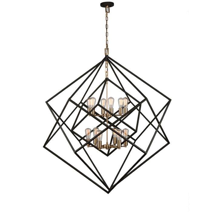 Artcraft - AC11112 - 12 Light Chandelier - Artistry - Matte Black & Harvest Brass