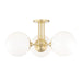 Mitzi - H105603-AGB - Three Light Semi Flush Mount - Stella - Aged Brass