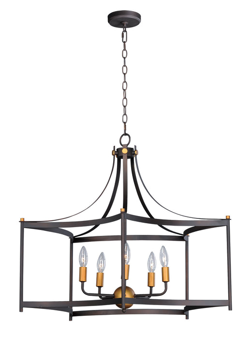 Maxim - 13595OIAB - Five Light Pendant - Wellington - Oil Rubbed Bronze / Antique Brass