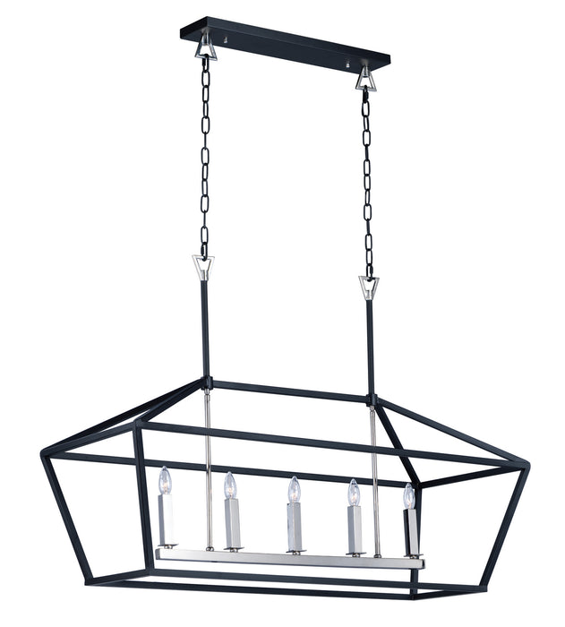 Maxim - 25157TXBPN - Five Light Chandelier - Abode - Textured Black / Polished Nickel