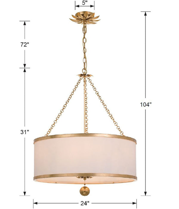 Crystorama - 518-GA - Six Light Chandelier - Broche - Antique Gold