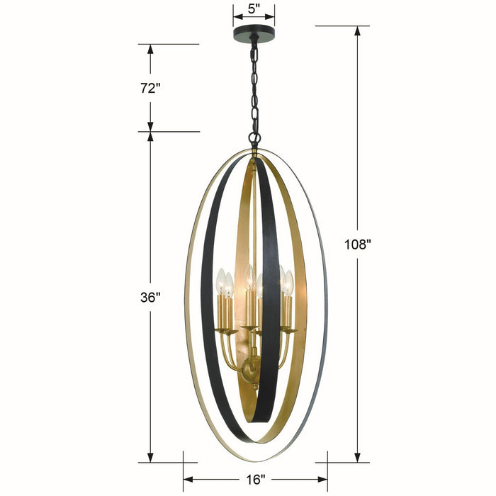 Crystorama - 597-EB-GA - Six Light Chandelier - Luna - English Bronze / Antique Gold