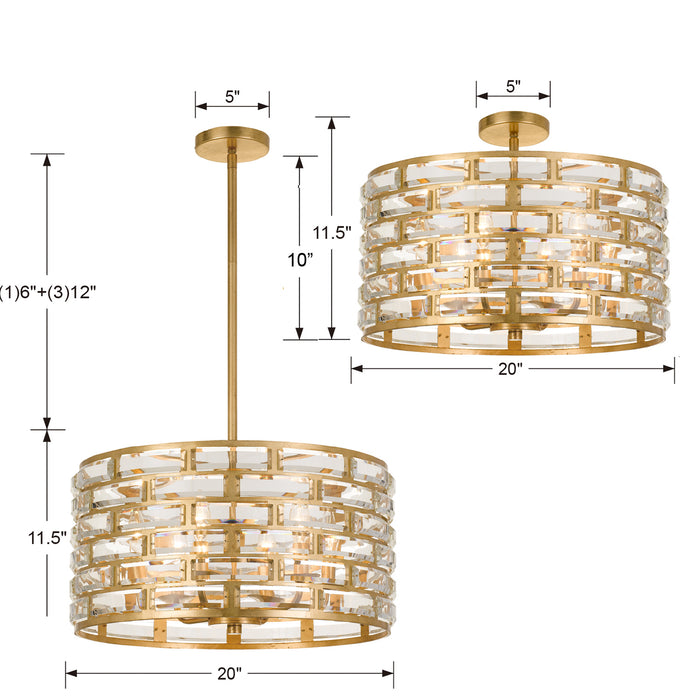 Crystorama - MER-4866-GA - Six Light Chandelier - Meridian - Antique Gold