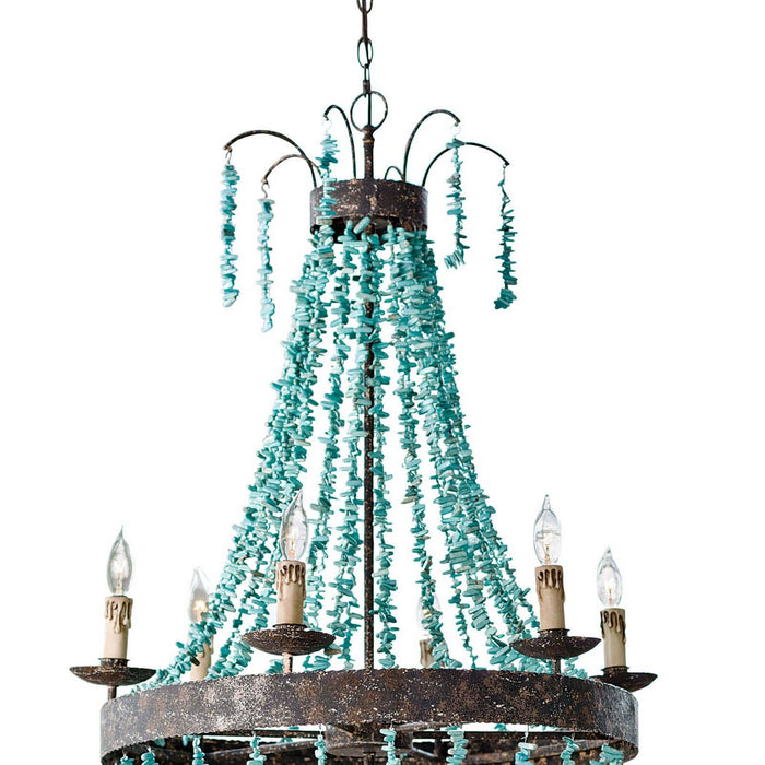 Regina Andrew - 16-1012 - Six Light Chandelier - Beaded - Distressed Painted