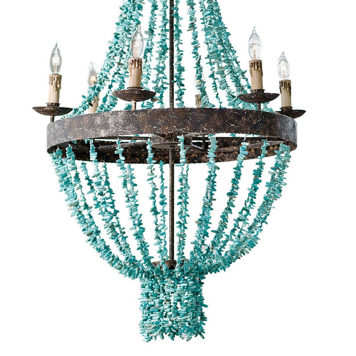 Regina Andrew - 16-1012 - Six Light Chandelier - Beaded - Distressed Painted