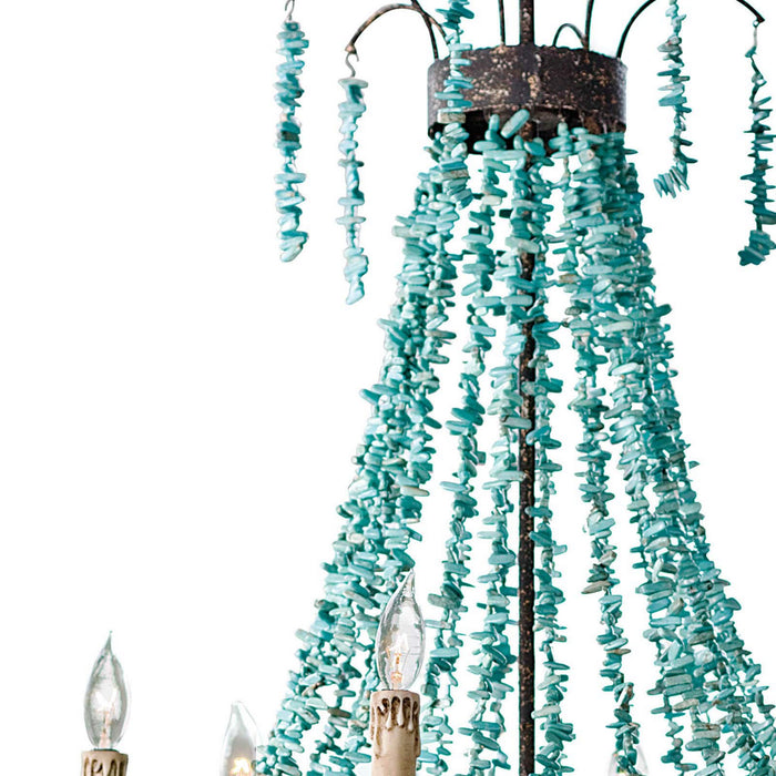 Regina Andrew - 16-1012 - Six Light Chandelier - Beaded - Distressed Painted