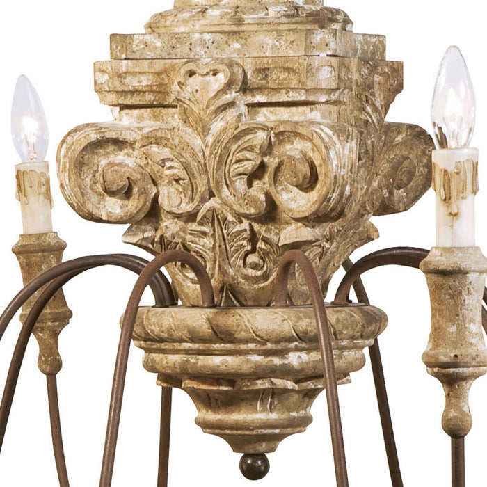 Regina Andrew - 16-1018 - Eight Light Chandelier - Wood - Distressed Painted