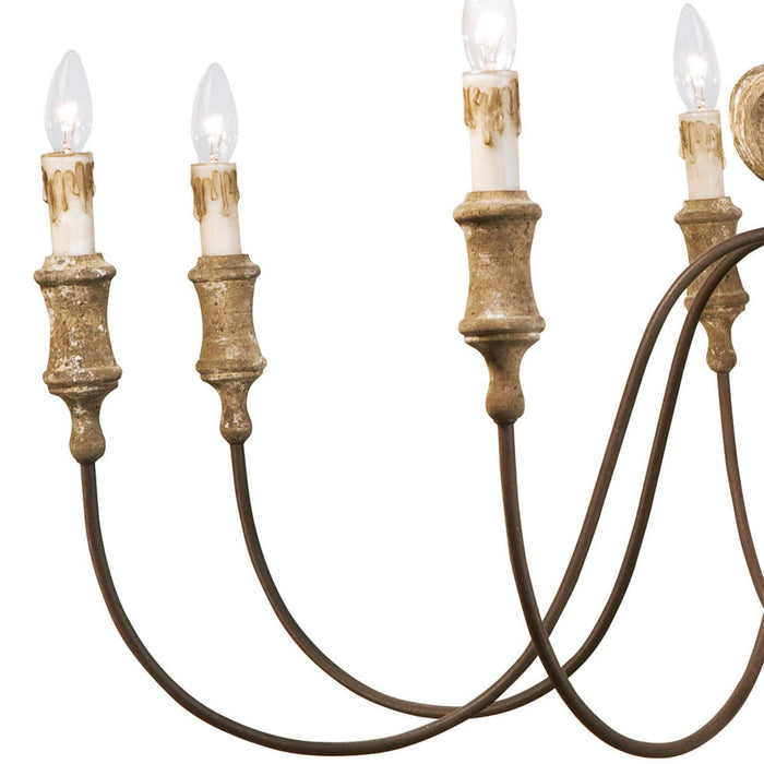 Regina Andrew - 16-1018 - Eight Light Chandelier - Wood - Distressed Painted