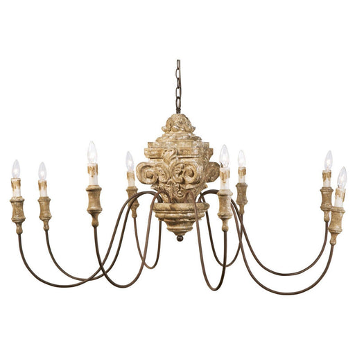 Regina Andrew - 16-1018 - Eight Light Chandelier - Wood - Distressed Painted