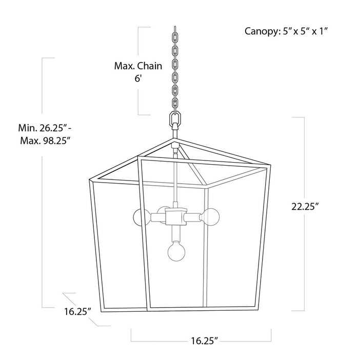 Regina Andrew - 16-1039NB - Five Light Lantern - Camden - Natural Brass