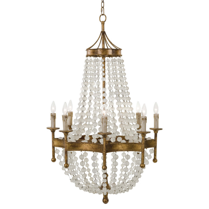 Regina Andrew - 16-1056 - Eight Light Chandelier - Frosted - Antique Gold