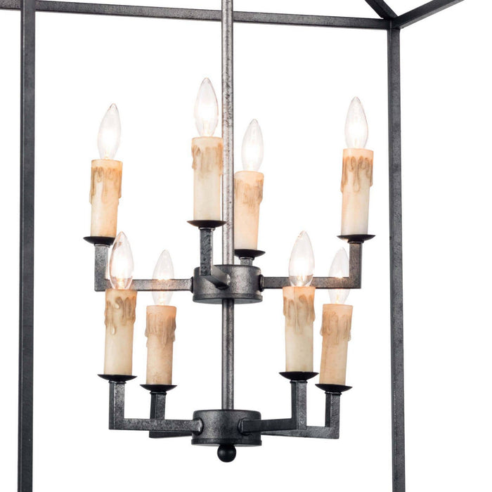 Regina Andrew - 16-1132BI - Eight Light Lantern - Cape - Blackened Iron