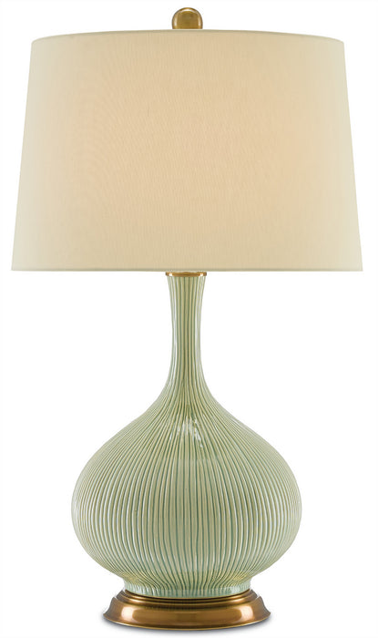 Currey and Company - 6000-0218 - One Light Table Lamp - Cait - Grass Green/Antique Brass