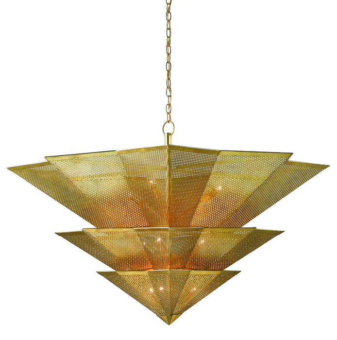 Currey and Company - 9000-0359 - Nine Light Chandelier - Hanway - Antique Gold Leaf